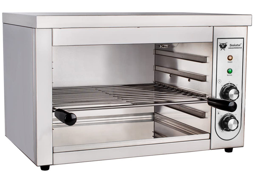 Beeketal 'BSP-2' Profi Gastro Salamander Grill Überbackgerät aus Edelstahl mit 1 Gitter (4 Höhen), 5