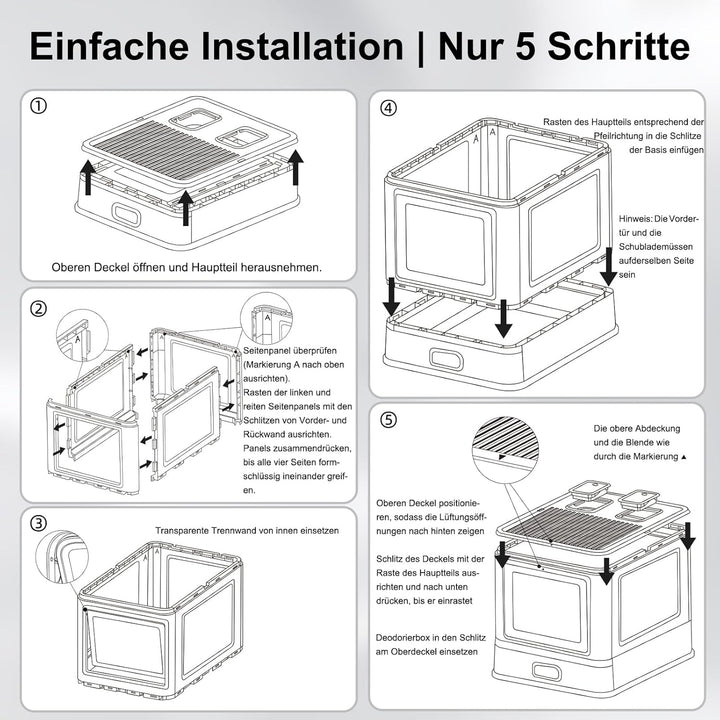 Marchul XL Katzentoilette, Geschlossene Katzentoilette aus Edelstahl mit Deckel und Schubladen-Desig