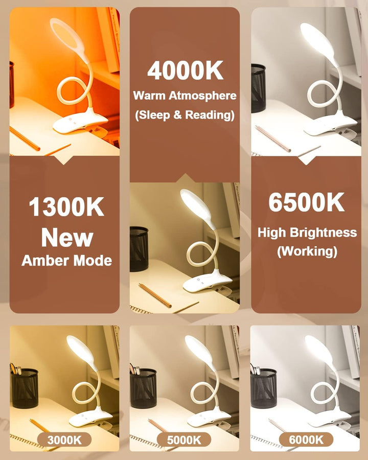 Lenudar Leselampe Bett, 36 LED Klemmlampe Bett mit Touch Dimmbar 6 Farben 5 Helligkeiten, 360° Flexi