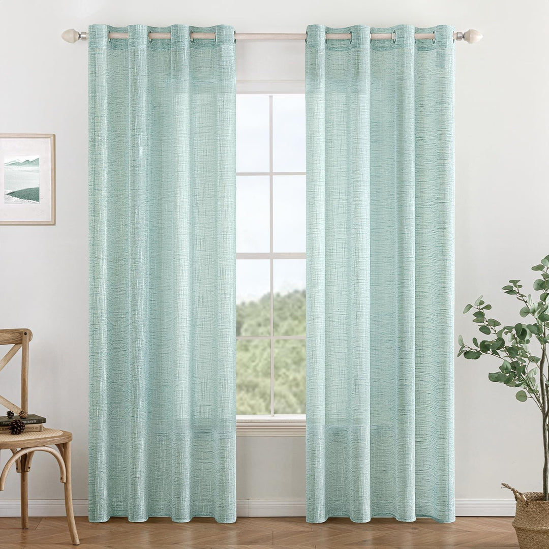 MIULEE Vorhang Gardinen Leinen mit ösen Voile Vorhänge Leinenoptik Gardinen Wohnzimmer Modern Fenste