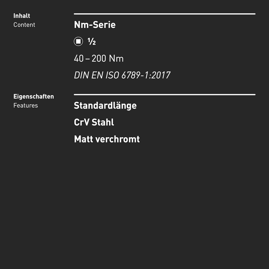 INBUS® 73967 Drehmomentschlüssel 1/2" (40–200 Nm, Links- & Rechtsanzug)