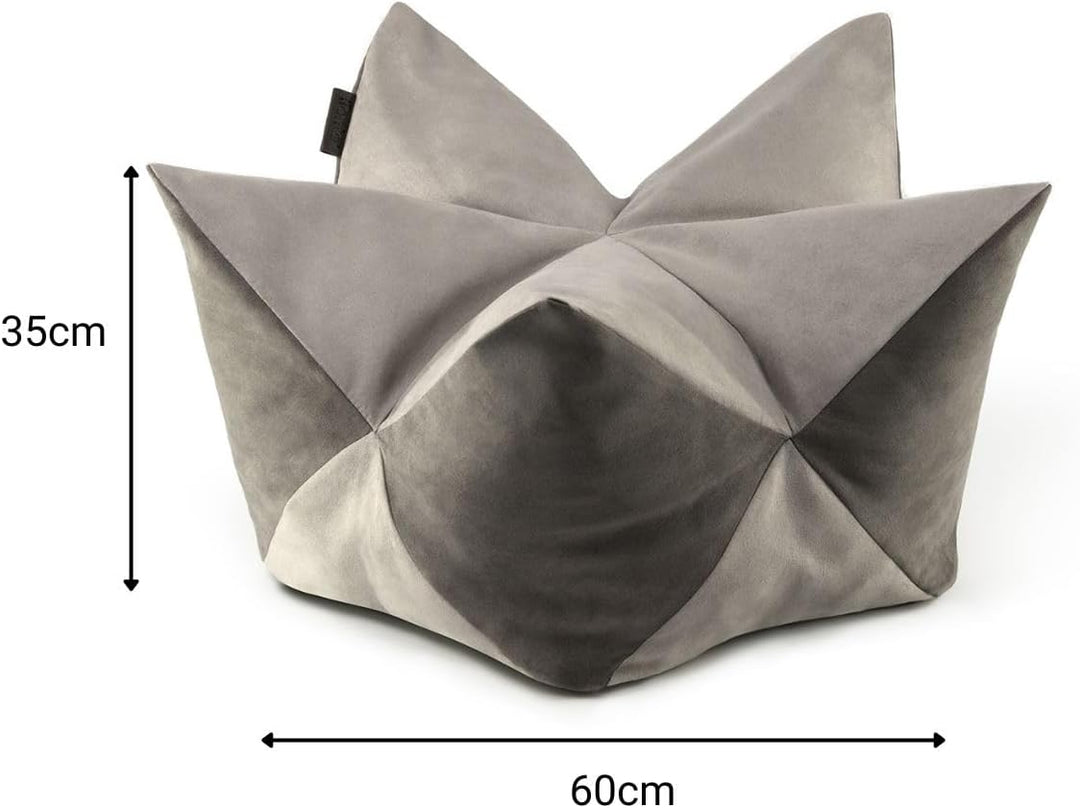 lionto Kronenkissen Sternenkissen Hundebett Katzenbett Haustierkissen, 60x35 cm grau/hellgrau Grau/H