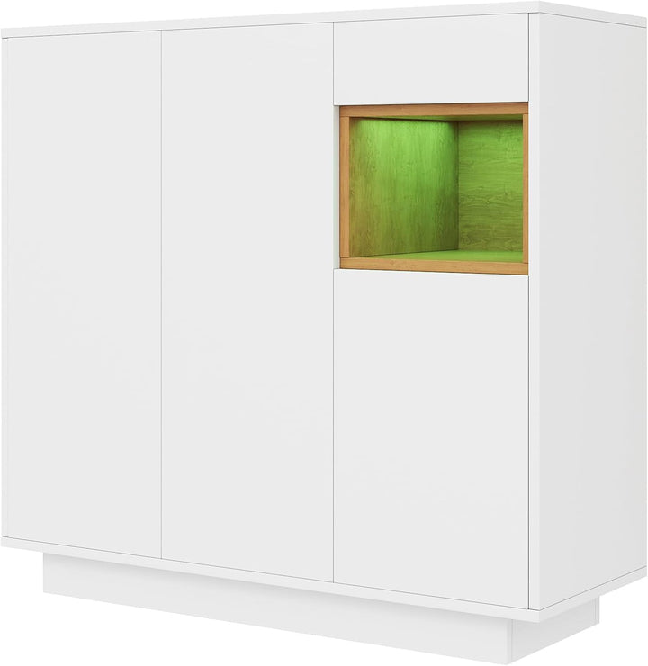 Merax Moderner Schuhschrank, 105 x 39,5 x 100,5 cm, mit LED in 16 Farben, verstellbare Regale für 14