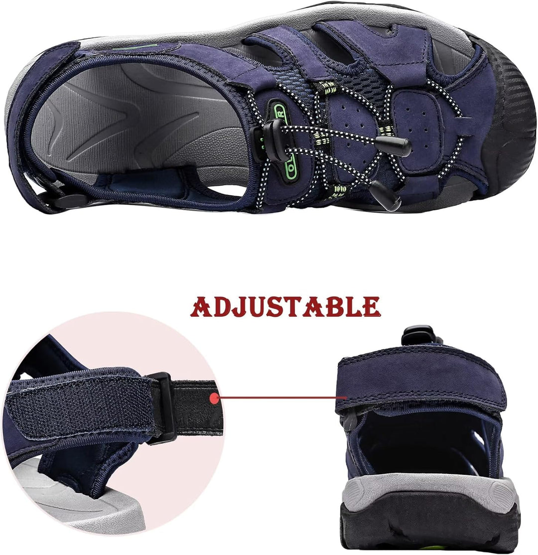 Herren Sandalen Leder Strand Trekkingsandalen Outdoorschuhe Sommer Wanderschuhe Männer Sport-Outdoor