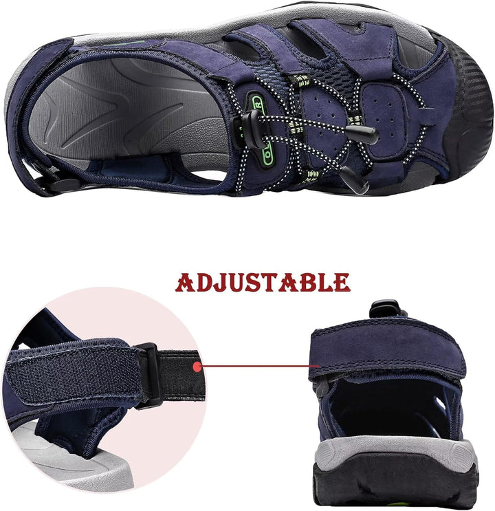 Herren Sandalen Leder Strand Trekkingsandalen Outdoorschuhe Sommer Wanderschuhe Männer Sport-Outdoor