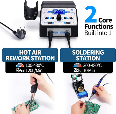 YIHUA 938BD+ I Heissluft lötstation Entlötstation Lötkolben station 2 In 1 mit einstellbarer Temp, T
