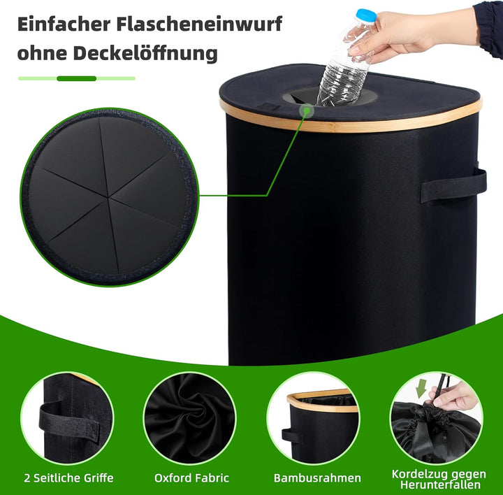 100L Flaschensammler Leergut & Altglas Sammelbehälter mit Deckel und Loch, Pfandflaschen Aufbewahrun