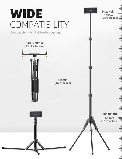 Lamicall Tablet Stativ Halterung, Tablet Ständer - Höhenverstellbar bis 65” Halter Stativ für 2022 i