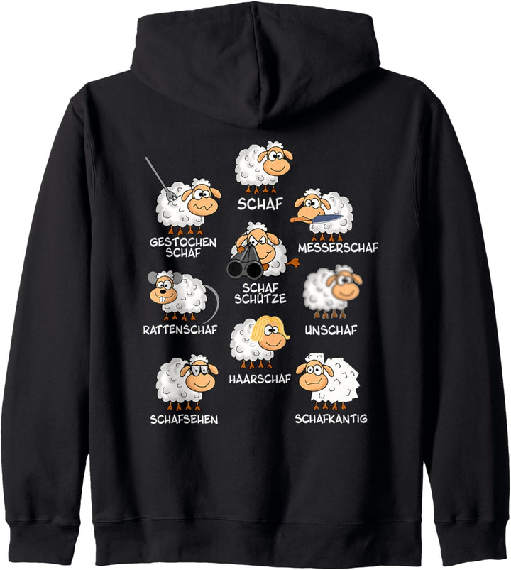lustige Schafe schaf unschaf Wortspiel Schafherde witzig Kapuzenjacke