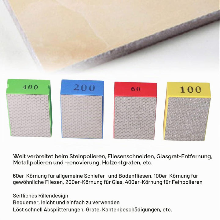 4Pcs Diamant-Handpolierpads Schleifblöcke Diamant-Handschleifpads Zum Schleifen, Schleifen, Polieren