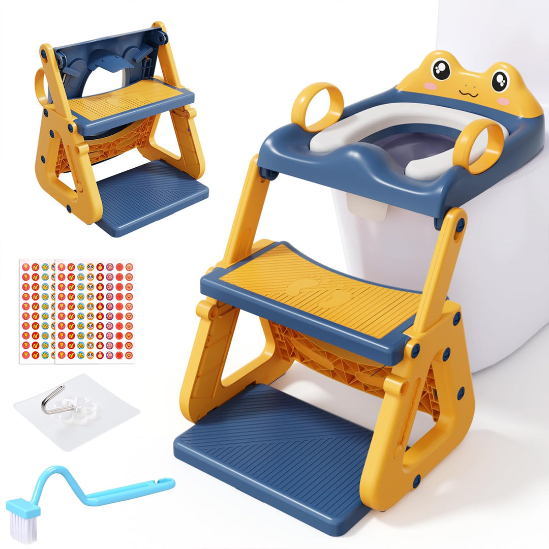 Toilettensitz Kinder mit Treppe,Stabil Kinder Toilettensitz mit Dreiecksstruktur,3 in 1 Toilettentra
