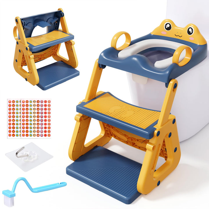 Toilettensitz Kinder mit Treppe,Stabil Kinder Toilettensitz mit Dreiecksstruktur,3 in 1 Toilettentra