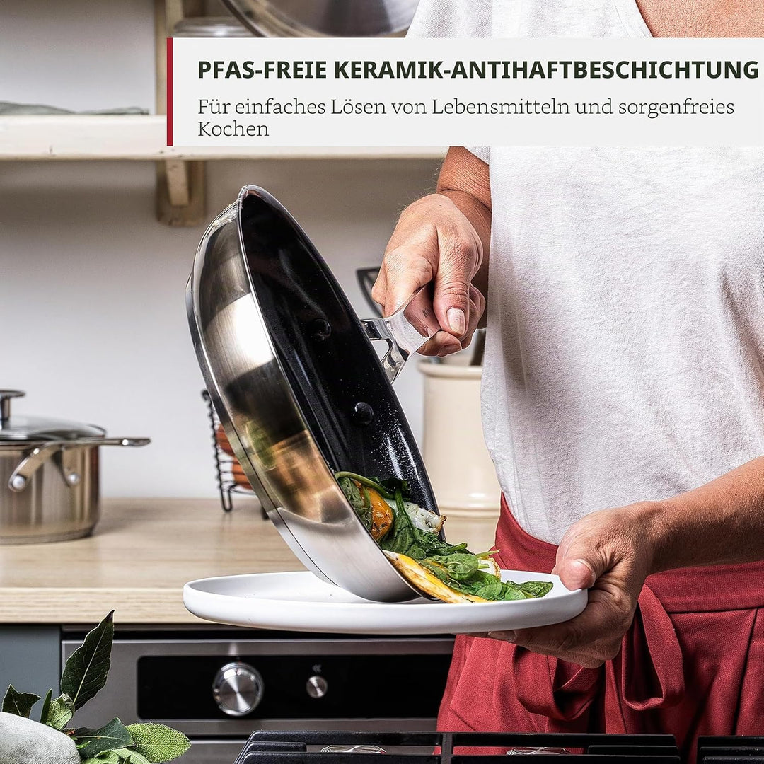 KitchenAid Stainless Steel 20cm, 24cm &amp; 28cm Bratpfannen-Set, PFAS-Freie Gesunde Keramische Antihaft