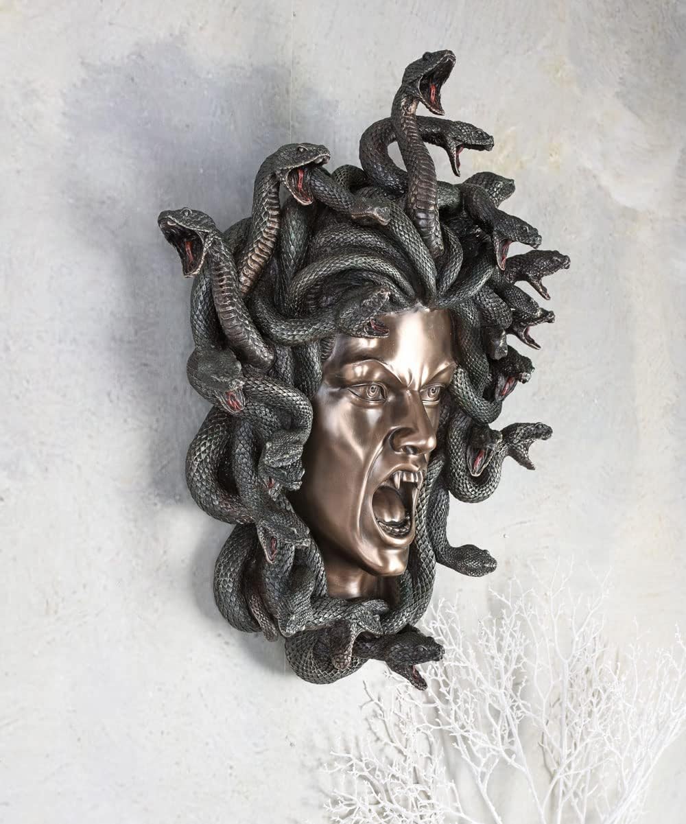 Medusa Kopf in Schlangenkrone Gorgone Büste Frauenkopf Wandfigur Veronese Vampir wu77091V4 Palazzo E