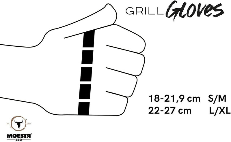 Moesta-BBQ 19216 - GrillGloves No.1 Grösse S/M für Profis - Bis 500°C hitzebeständiger Grill- / Ofen