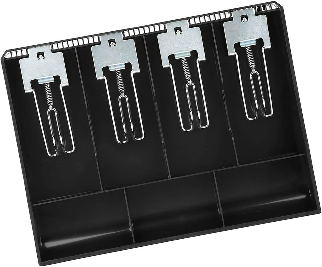 Global Cash Drawer Insert Tray 4 Geldscheine / 3 Münzfächer ABS Coin Cash Tray zur Geldlagerung Schw