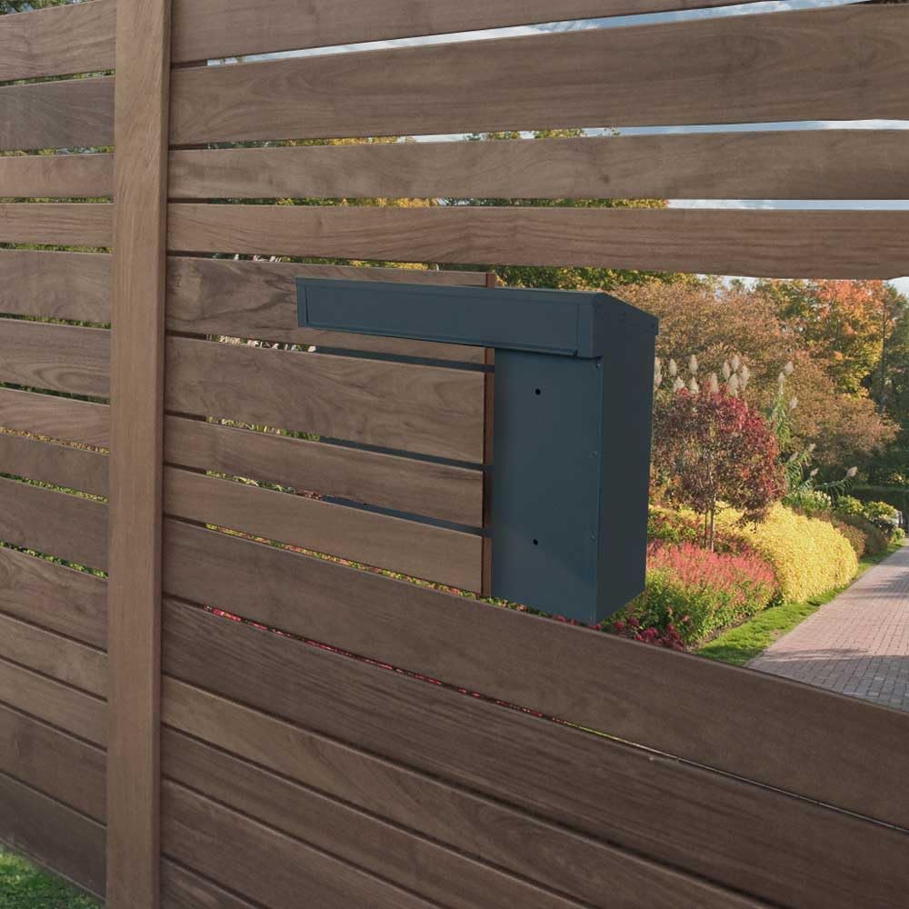 925 Zaunbriefkasten Anthrazit - Wetterfester Briefkasten mit Rückseite-Entnahme - Durchwurf, RAL 701