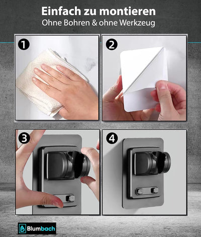 BLUMBACH® Duschkopfhalterung ohne Bohren - DAS ORIGINAL - Duschhalterung kleben statt Bohren - Neigu