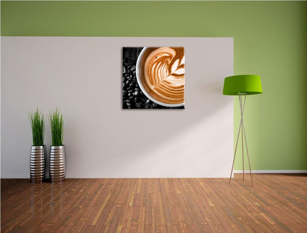 Pixxprint Edler Kaffee mit Schaumverzierung als Leinwandbild/Grösse: 70x70 cm/Wandbild/Kunstdruck/fe
