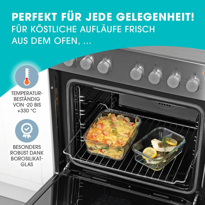 GOURMETmaxx Glas-Frischhaltedosen Klick-it 6er Set | Als Brotdose oder für Meal Prep | Spülmaschinen