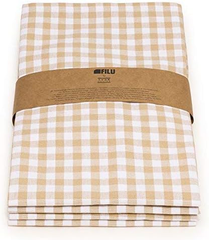 FILU Geschirrhandtücher 4er Pack Beige/Weiss kariert (Farbe und Design wählbar) 45 x 70 cm - hochwer