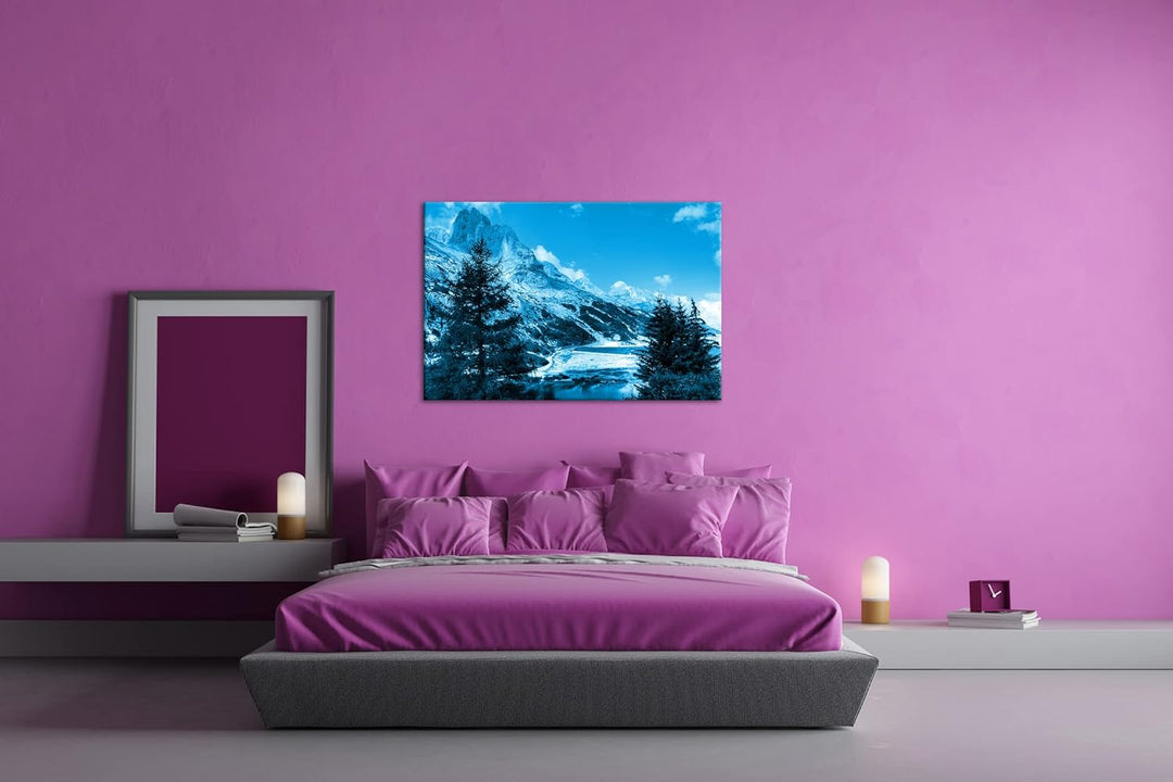 deyoli Berge in Südtirol Format: 60x40 Effekt: Monocrome Blau als Leinwandbild, Motiv fertig gerahmt