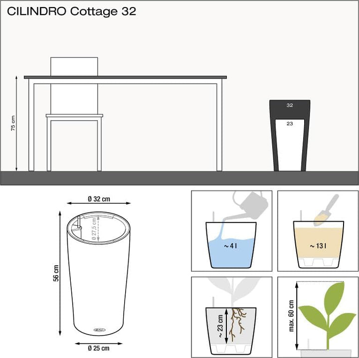 LECHUZA CILINDRO Cottage 32 mokka 15365