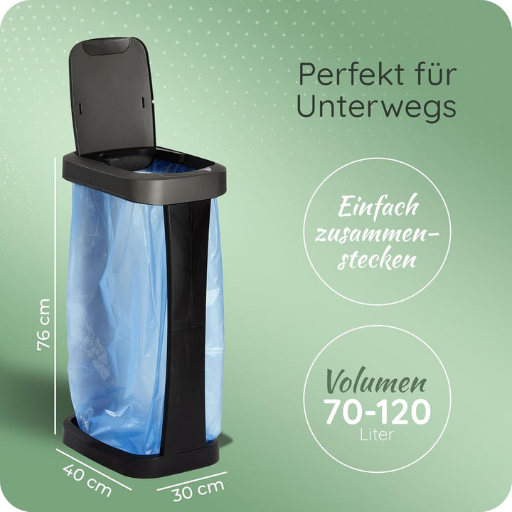 Novaliv 3 Stück Müllsackständer mit Deckel für 70L-120L Müllsäcke, extra Robust &amp; Fester Stand Outdo