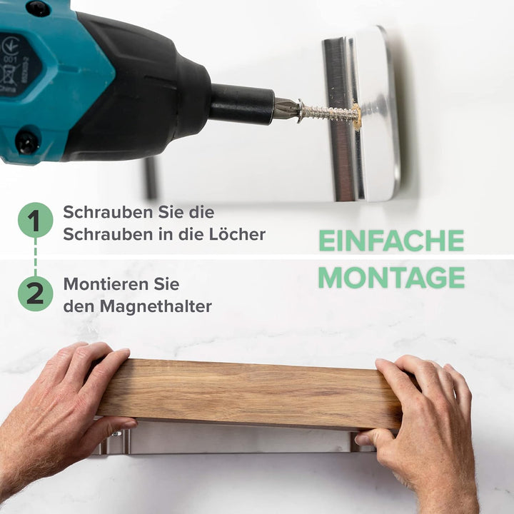 Coninx Magnetleiste Messer - 40 cm Magnet Messerhalter für die Wand - Akazienholz verkleidete Messer
