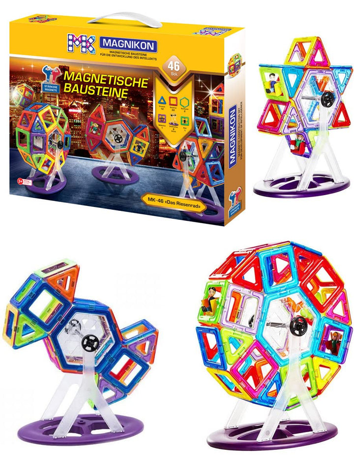 MAGNIKON Magnetische Bausteine Das Riesenrad 46-teilig - Montessori Spielzeug ab 3 Jahre, Kinder Mag
