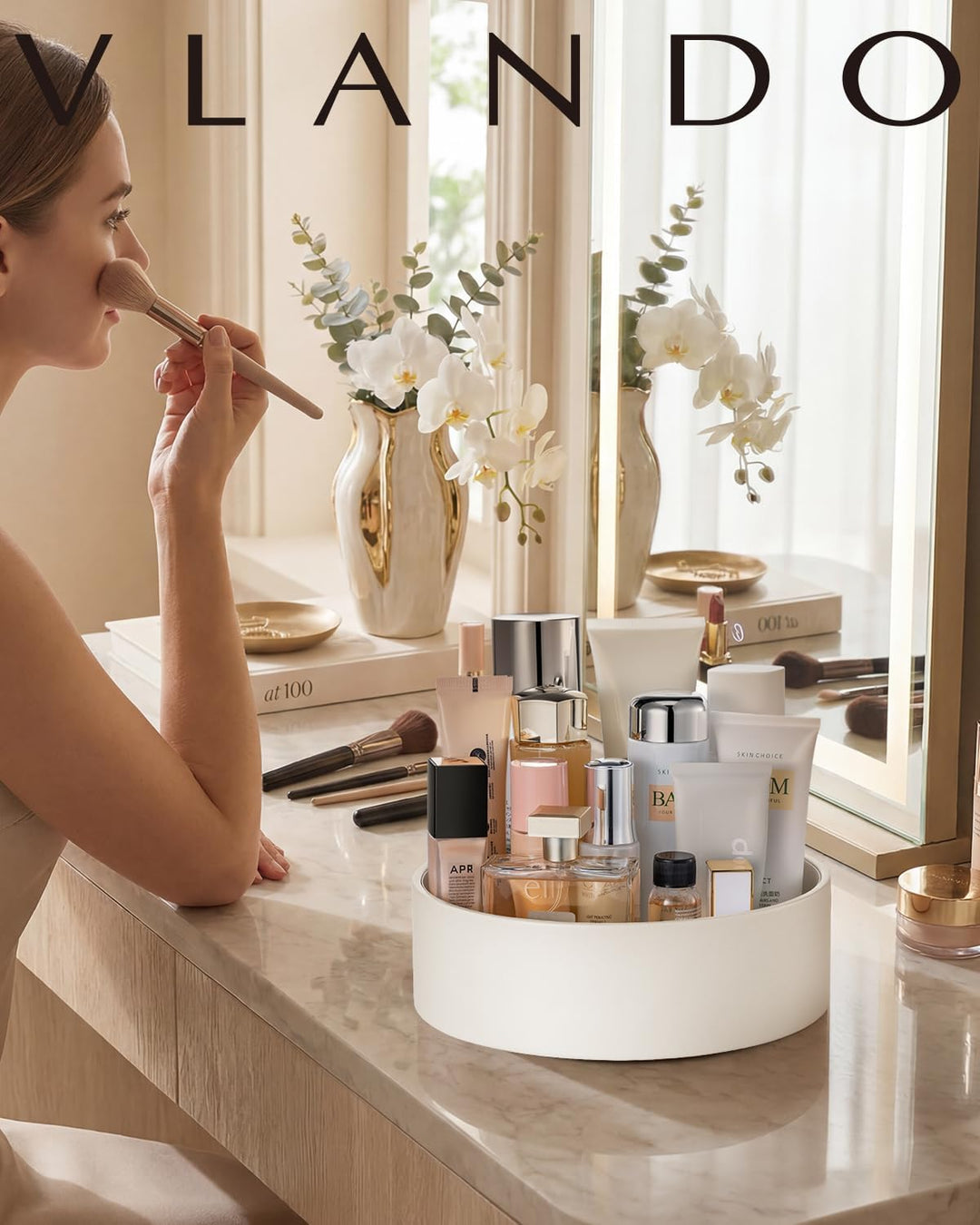 VLANDO Make up Organizer 360° Drehbar, Schminktisch Organizer, Kosmetik Organizer, Badezimmer Organi