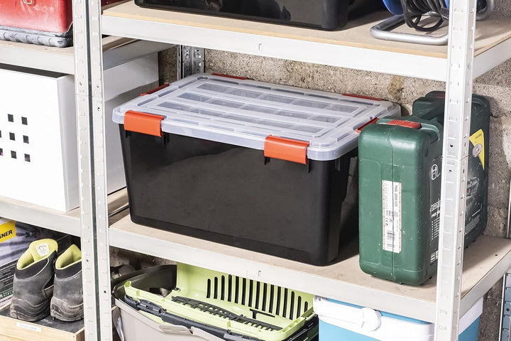 Iris Ohyama, Wasserdichte Aufbewahrungsboxen aus Kunststoff mit 50-Liter-Deckel, 4er-Set, BPA-frei,