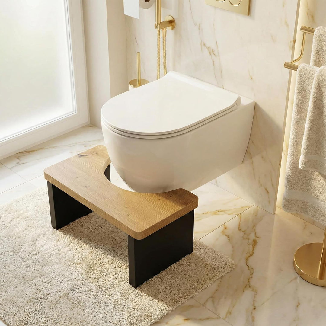 1 Stück Toilettenhocker Klohocker für Erwachsene, Fussbank Holz Toilettenstuhl Fussschemel WC Hocker