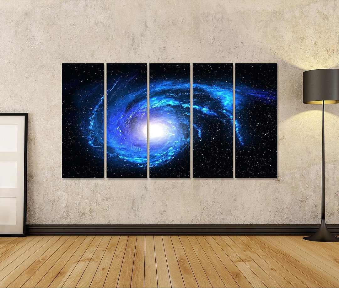 islandburner Bild auf Leinwand Sternspirale Weltraum Galaxie Universum Blau Stern Bilder Wandbilder