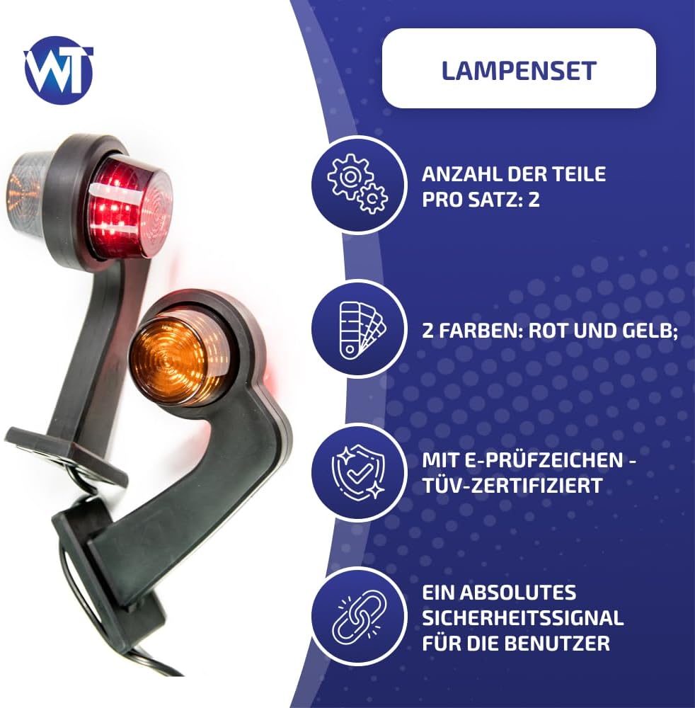 Web Truck 2 x LED Gummi Begrenzungsleuchte Seitenleuchte 12V 24V mit Old School DARK Graphite Positi