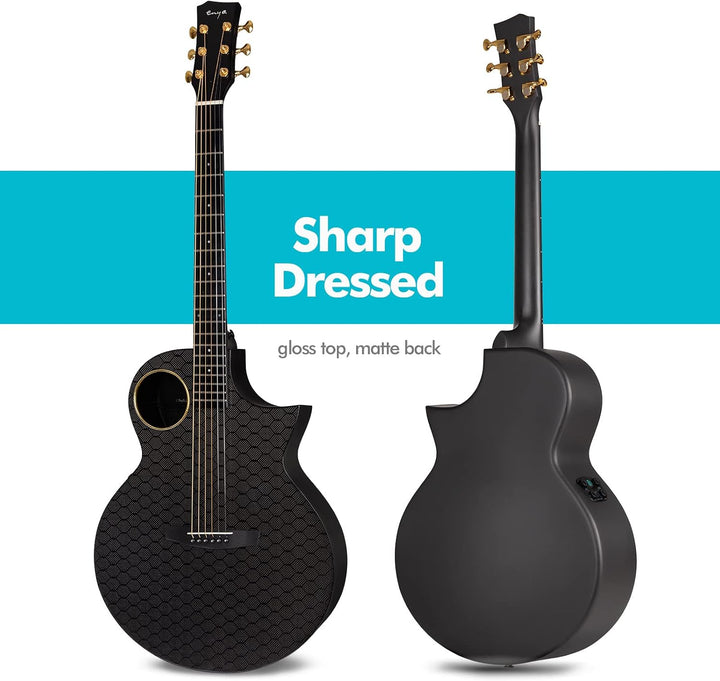 Enya Carbon Gitarre EA-X4E 41 Zoll Electric Akustikgitarre mit Elixier Saiten mit Tasche Gurt Pickup