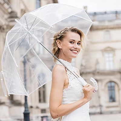 SMATI Durchsichtiger Regenschirm transparent Stockschirm Glockenform Hochzeit, Hochzeit
