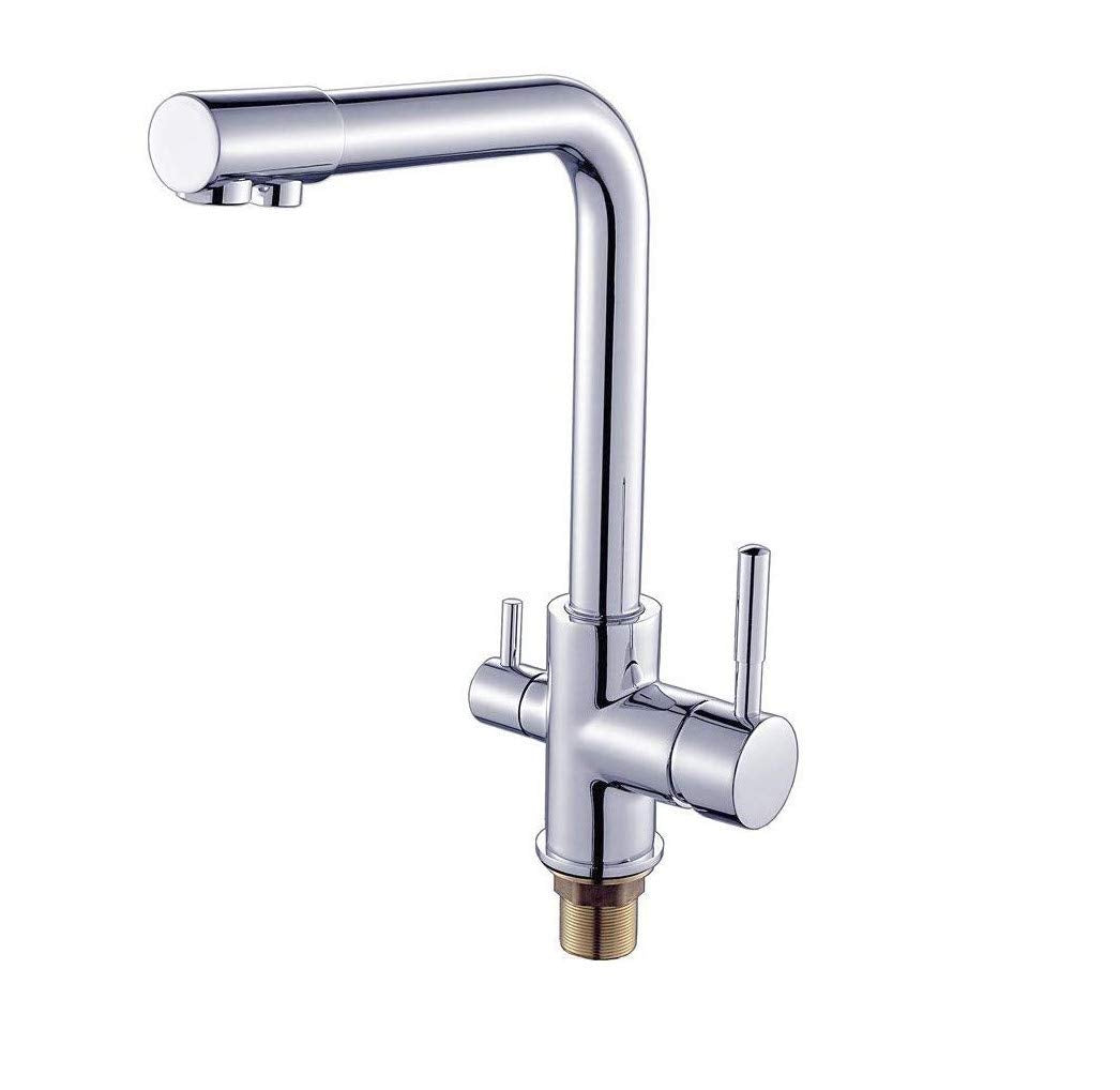 Depuragua - 3-Wege-Osmose-Wasserhahn | Chrom-Ausführung | Montagefertig mit Edelstahlschläuchen und