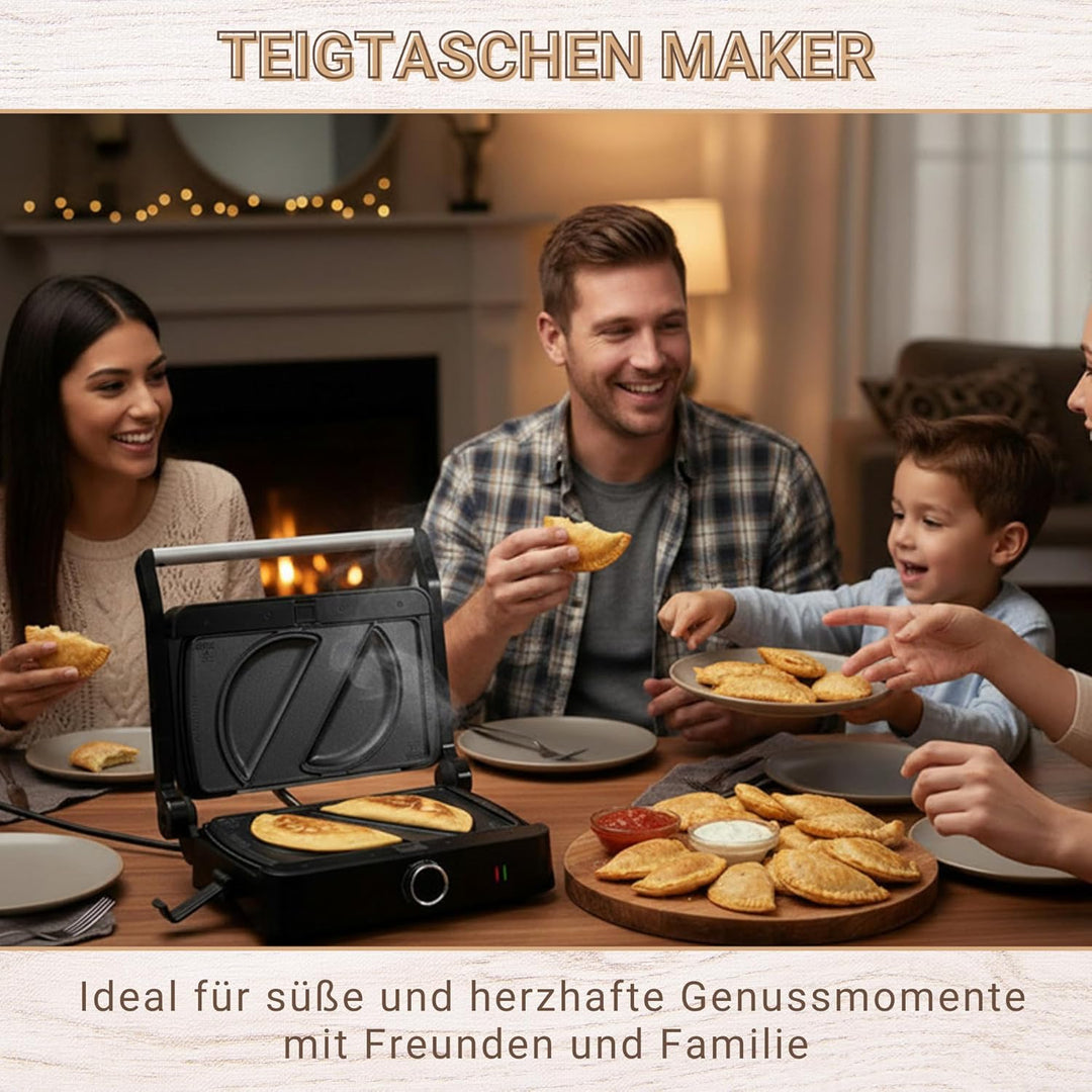 Syntrox EmpanadaKombigerät Multifunktionsmaker mit Wechselplatten, Kontaktgrill Edelstahl, Multifunk