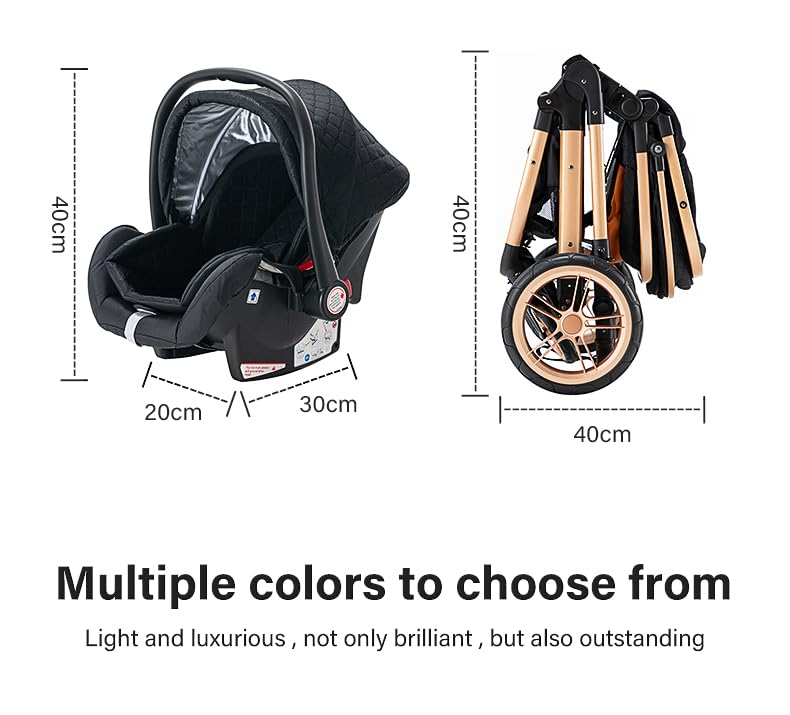 YAZOCO kinderwagen 3 in 1 Buggy Babybett Komplett Set Einem Klick Zusammenklappbarer Kinderwagen, Ko