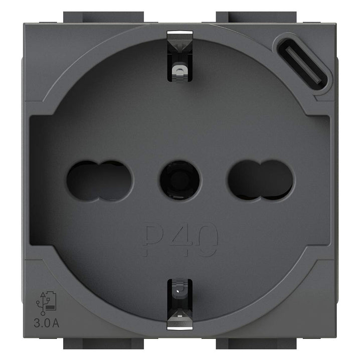 P40 USB3.0 Schuko-Steckdose Typ P40 mit integriertem 3 Ampere USB-Netzteil Typ C kompatibel mit Btic