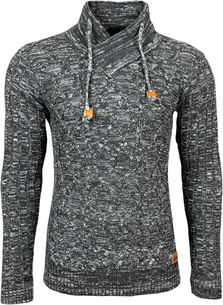 Herren Grobstrick Pullover Strickpullover Stehkragen Winter-Freizeit-Jacke Muster Design Meliert Swe