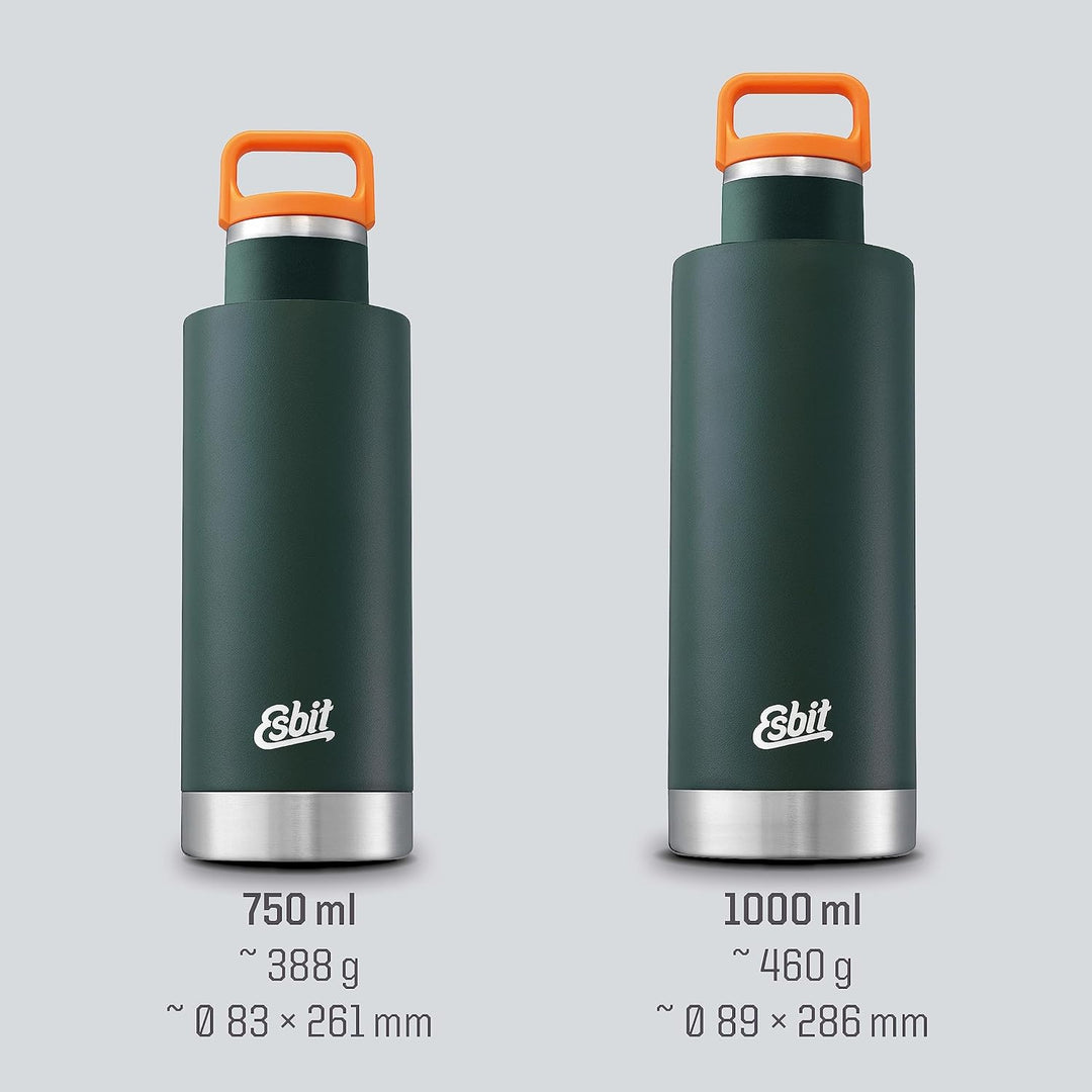 Esbit Isolierflasche Sculptor - Edelstahl Trinkflasche 1000 ml in Grün - für warme und kalte Getränk