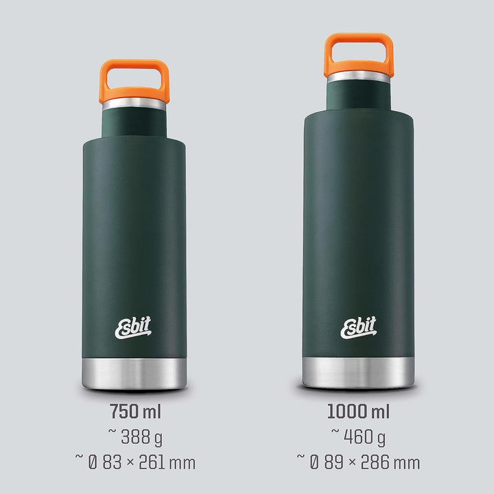 Esbit Isolierflasche Sculptor - Edelstahl Trinkflasche 1000 ml in Grün - für warme und kalte Getränk