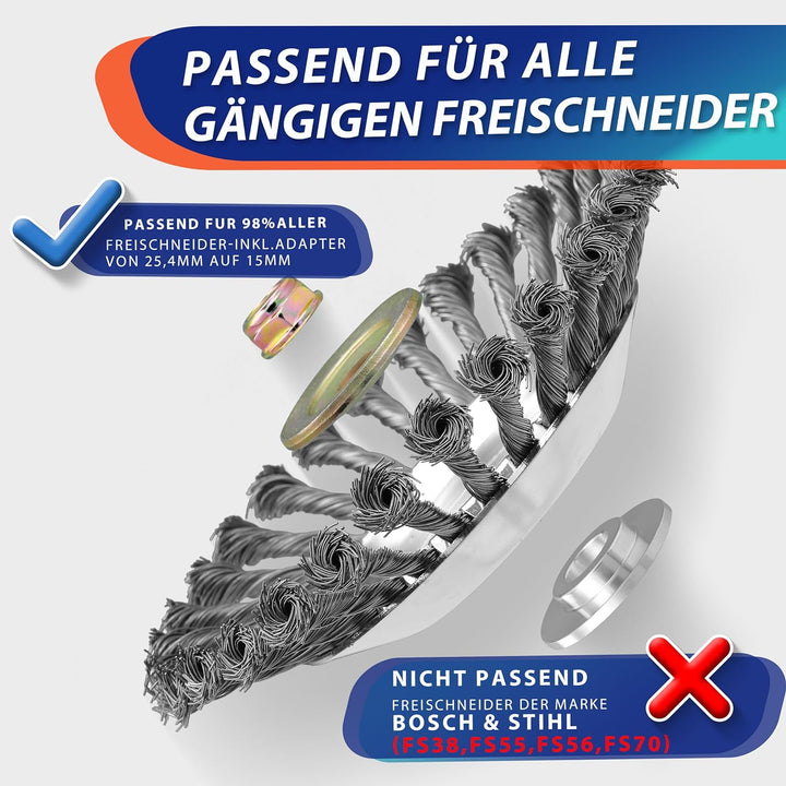 WEGLUST Unkrautbürste Wildkrautbürste für Motorsense Freischneider Rundbürste für Motorsense - 200x2