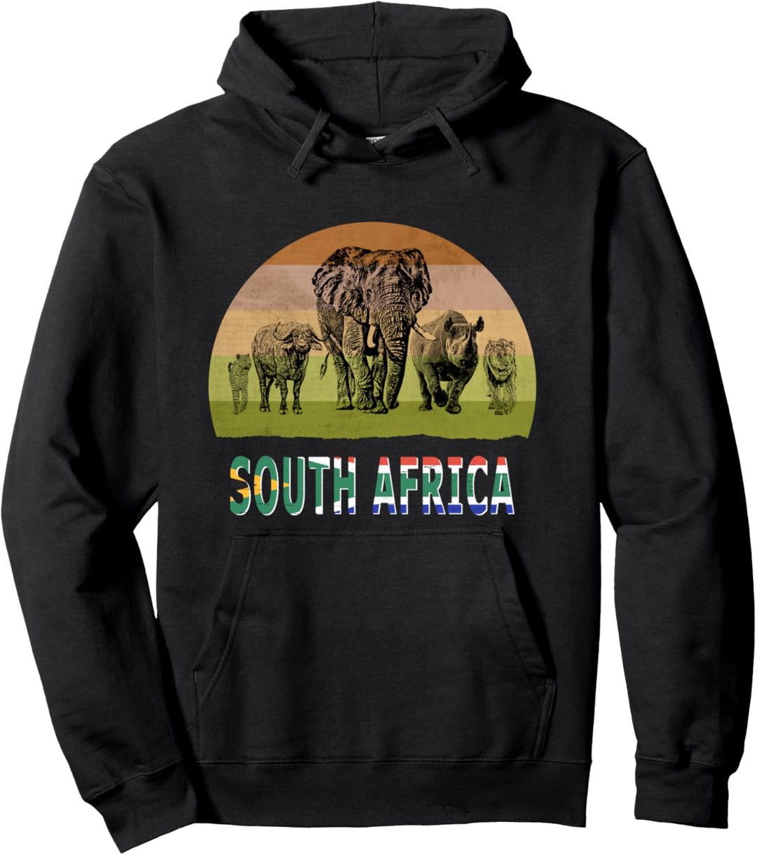 Big 5 Retro Sonnenuntergang Design für Südafrika Safari Pullover Hoodie