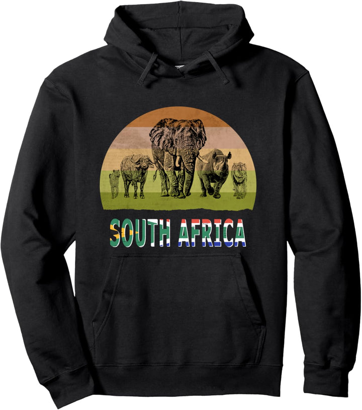 Big 5 Retro Sonnenuntergang Design für Südafrika Safari Pullover Hoodie