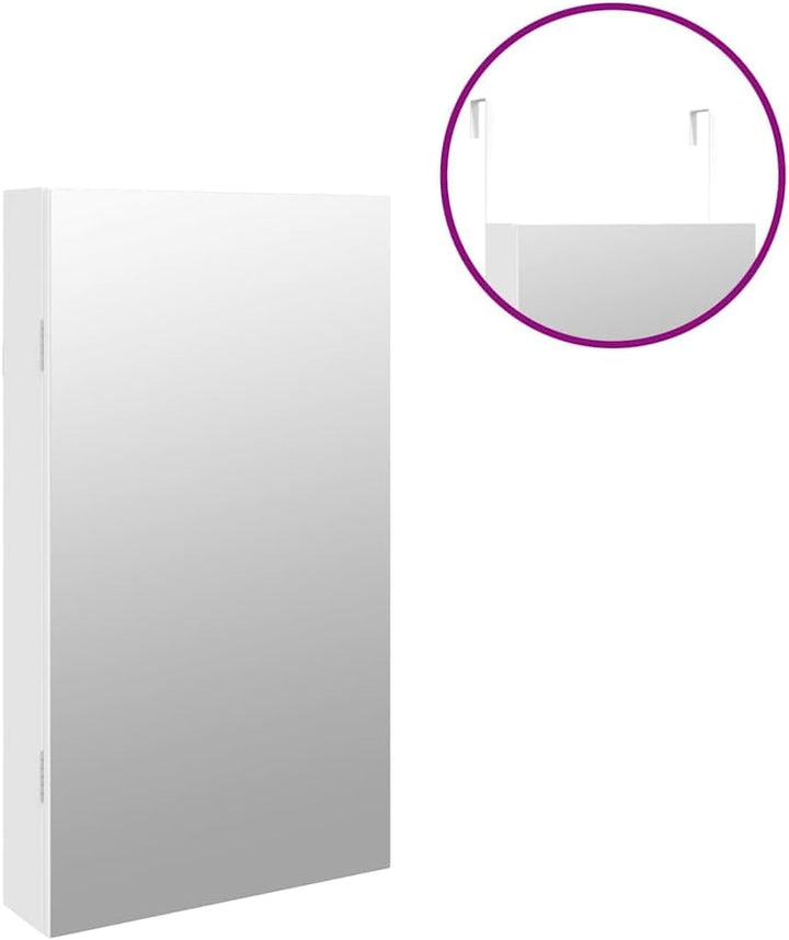 vidaXL Spiegel-Schmuckschrank mit LED-Beleuchtung Wandmontage Weiss, Weiss