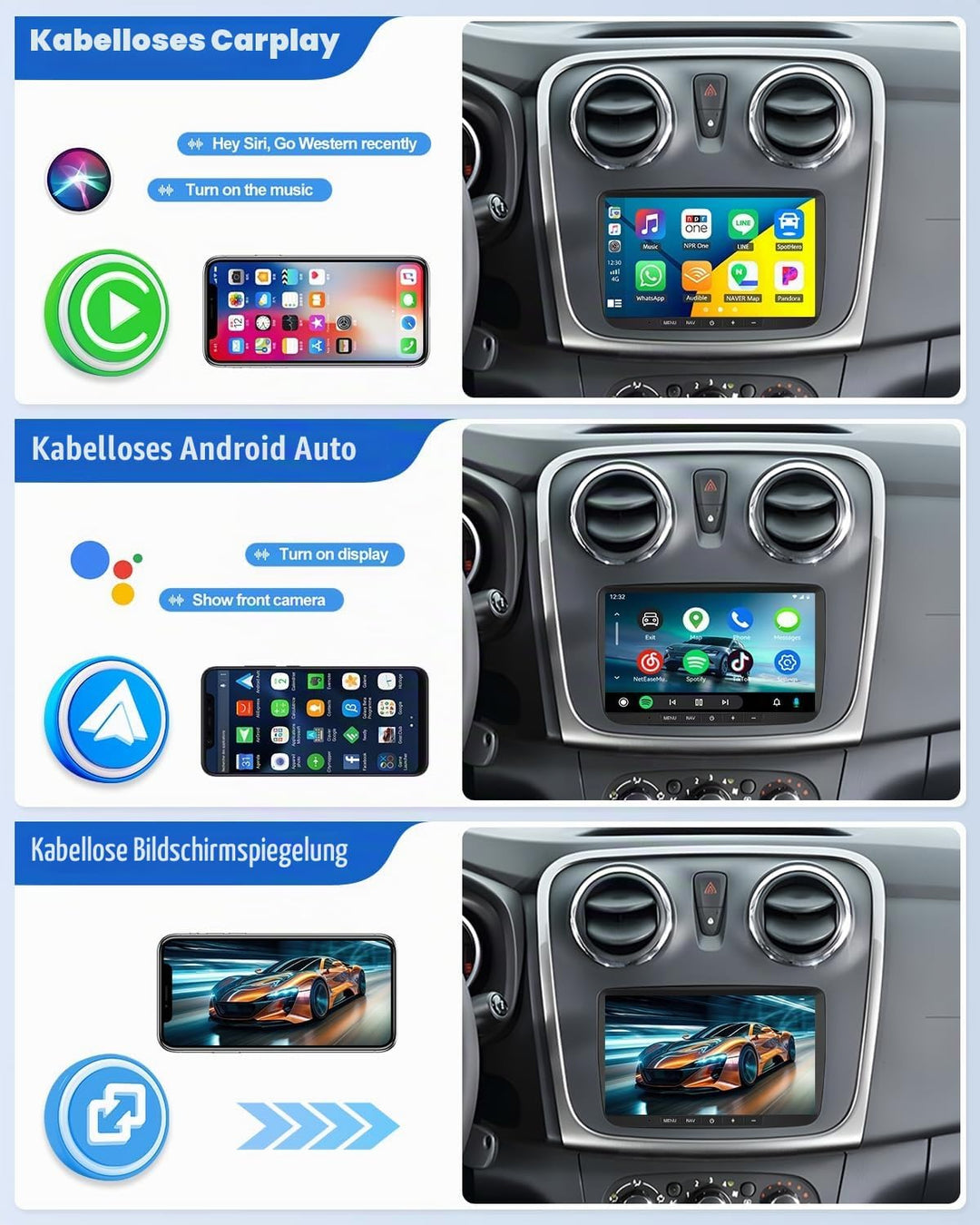 CAMECHO 4G+64G Android 15 Autoradio für VW Golf 5 Polo Skoda mit Navi Carplay Android Auto,9 Zoll Do