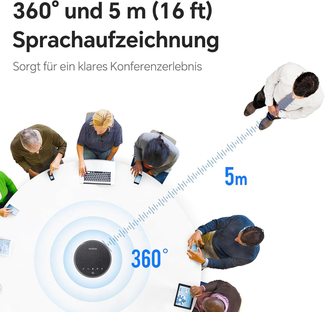 N newline Konferenzlautsprecher mit Mikrofon Bluetooth USB Lautsprecher für PC, Geräuschunterdrückun